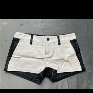 Hurley vegan leather color block black and white shorts